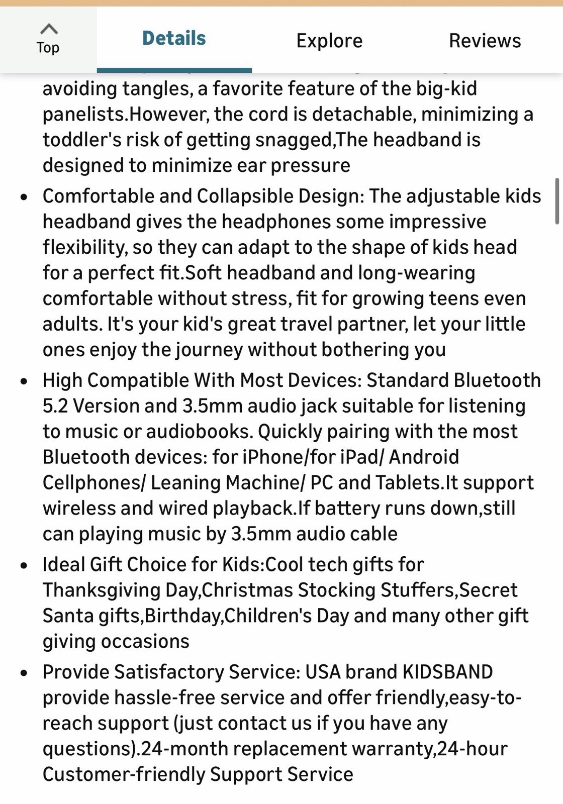 Kids Headphones, Bluetooth Headphones for Kids with Adjustable Headband, 3.5 MM