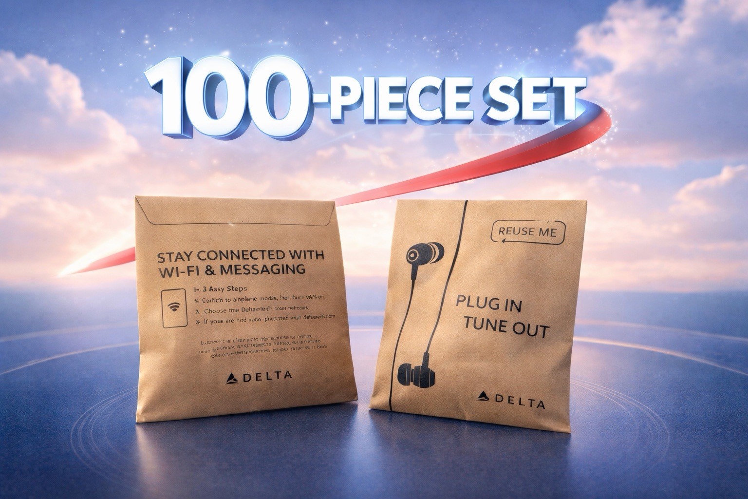 Delta United Airline Wired Earbuds 3.5mm Headset Headphones