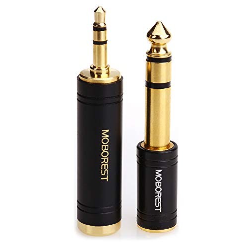 MOBOREST 3.5mm to 1/4 Inch Stereo Adapter 2-Pack 1/8 to 6.35mm Audio Converter