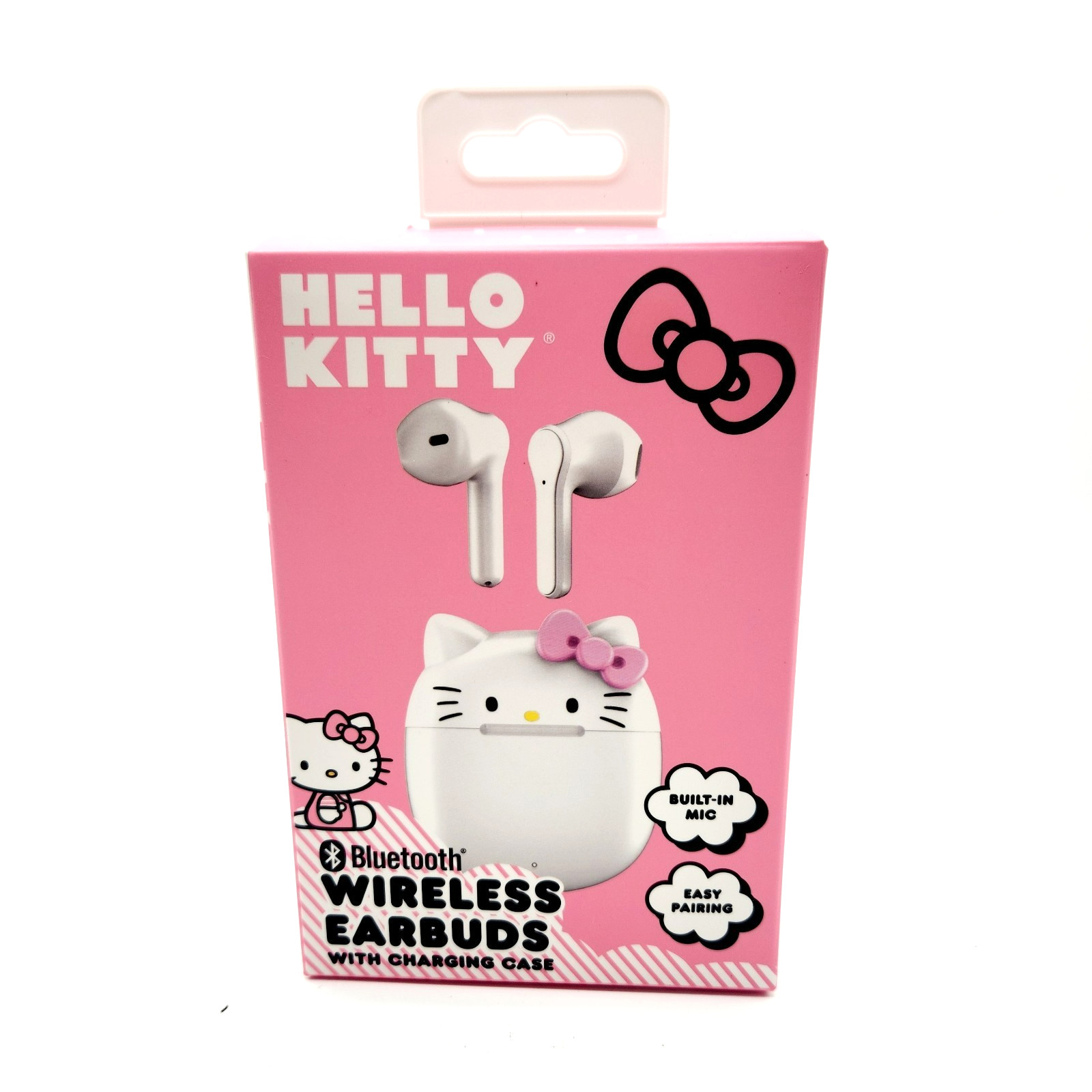 Hello Kitty Wireless Earbuds w/ Charging Case & Mic – White – Bluetooth Cute Gif