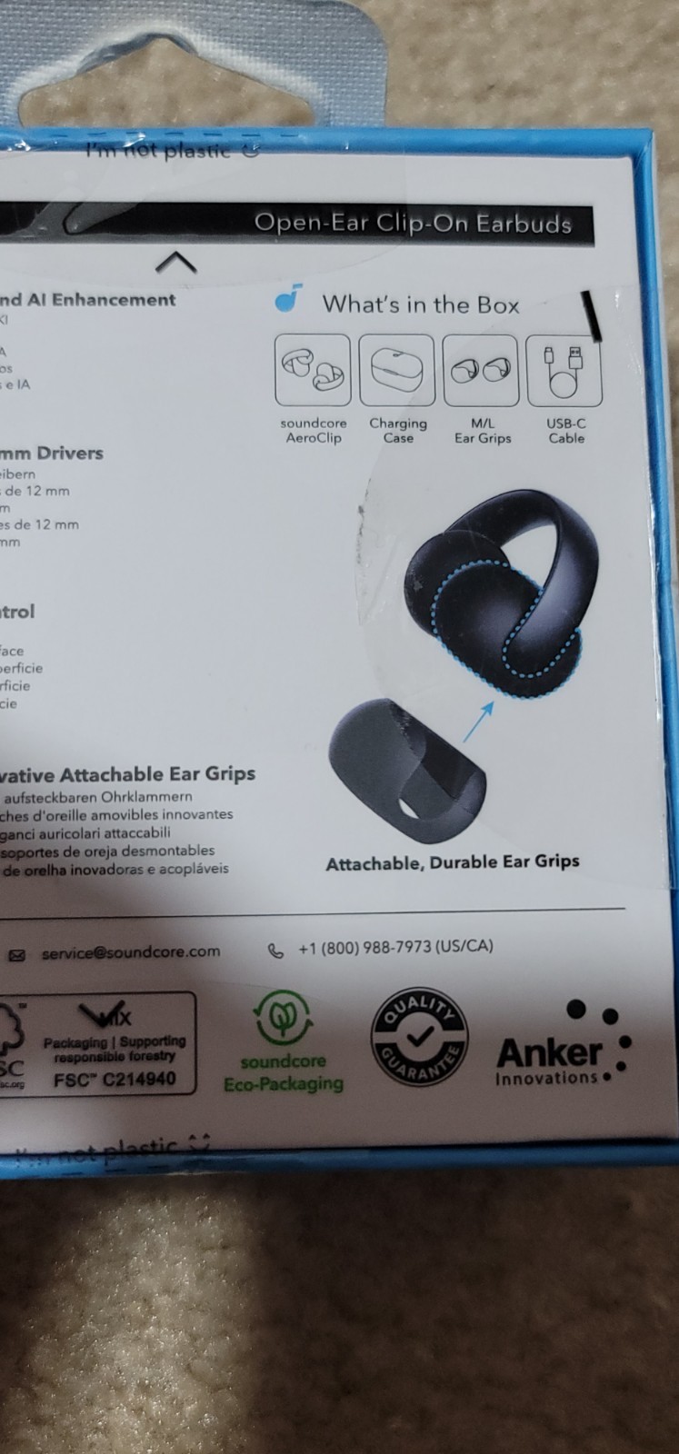 Soundcore – by Anker AeroClip Open-Ear Clip-On Earbud Headphones – Black