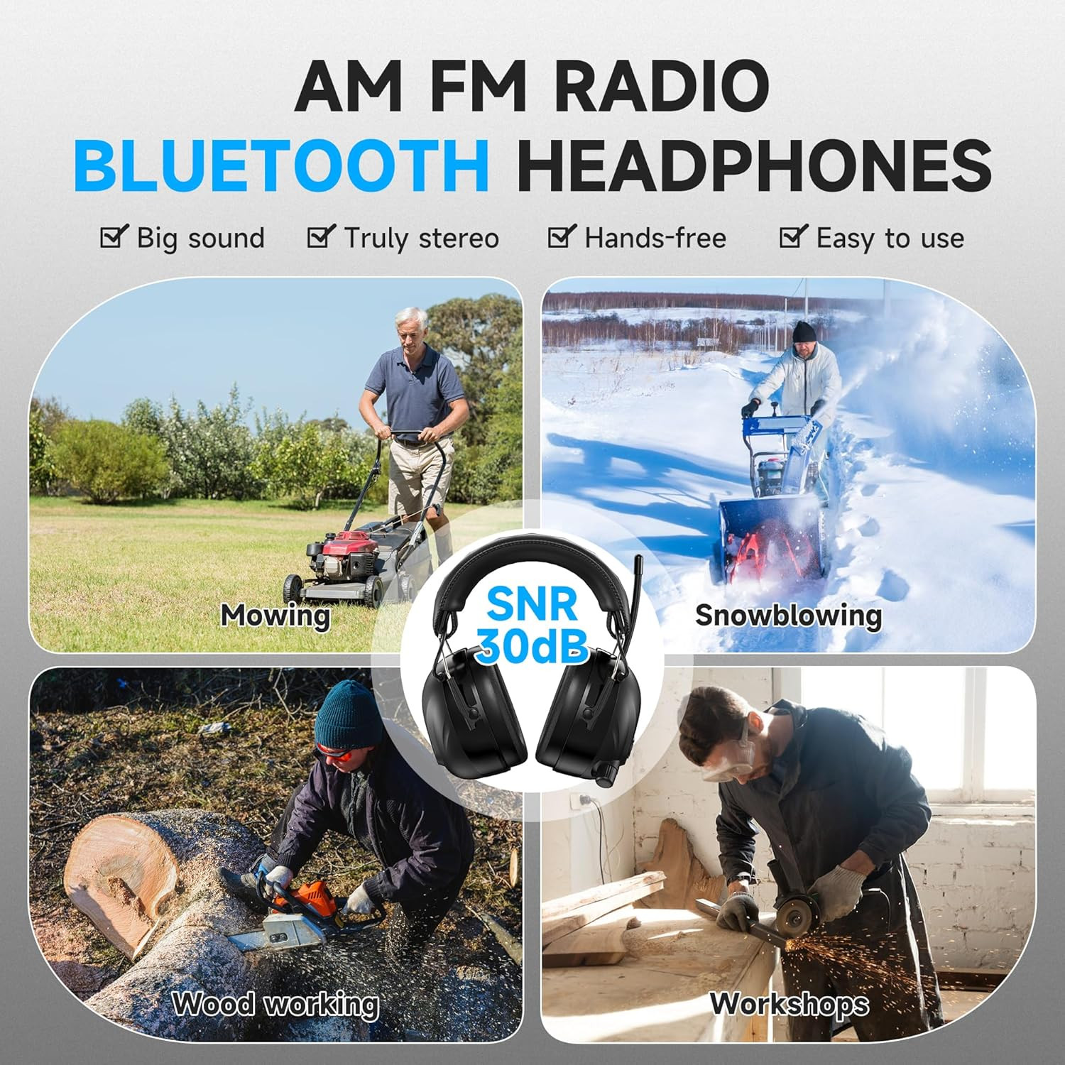 2025 Bluetooth 5.4 AM/FM Radio Ear Protection Headphones with Backlit Digital Di