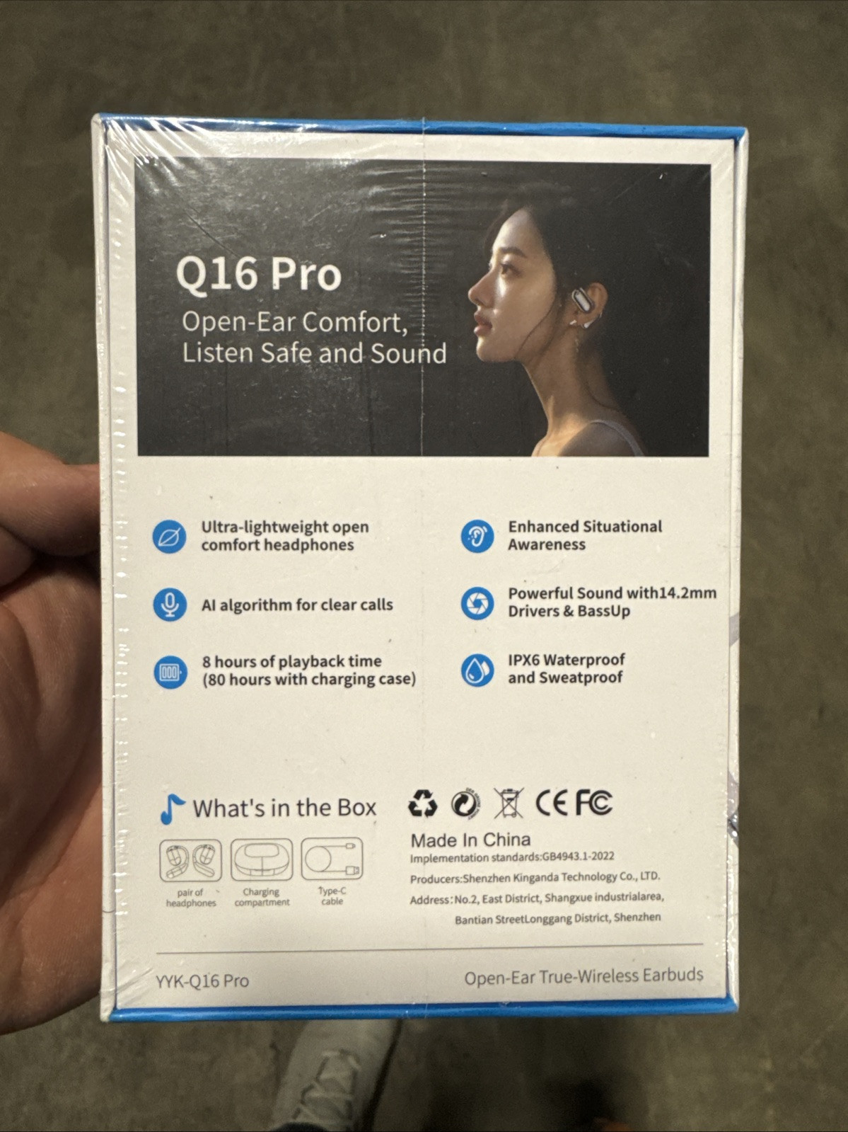 Earphones Over The Ear Earbuds True Wireless Q16 Pro
