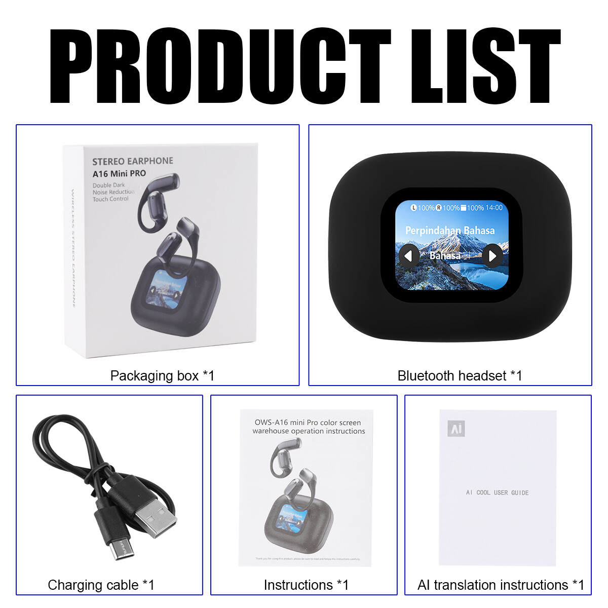 Over The Earbuds Bluetooth Earphones Wireless Headphones AI Translator Earbuds