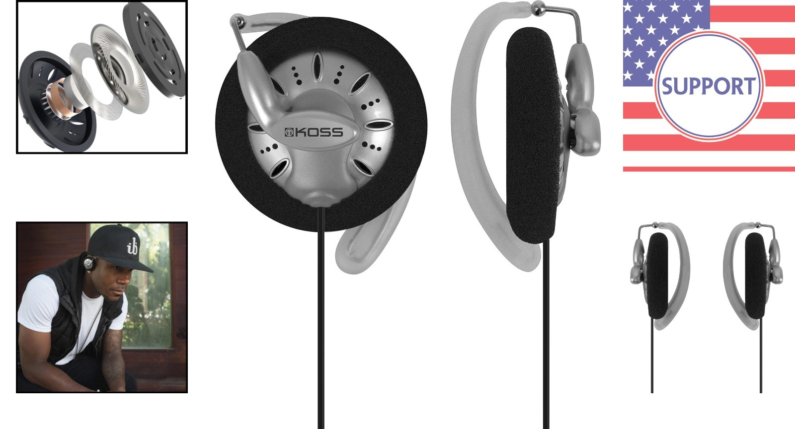 Ultra Lightweight Retro Koss Ksc75 On-Ear Headphones for Sports & Daily Use