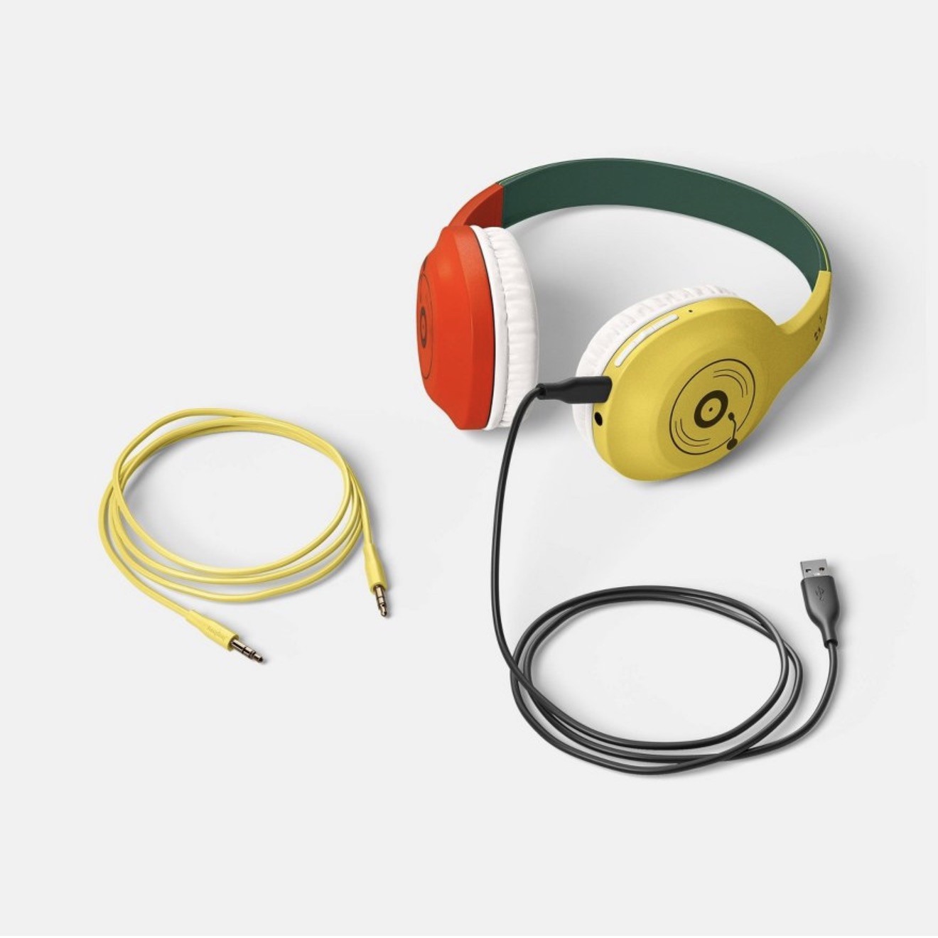 Heyday Wireless Wired Headphones Yellow Red Green White Bluetooth 3.5mm Jack