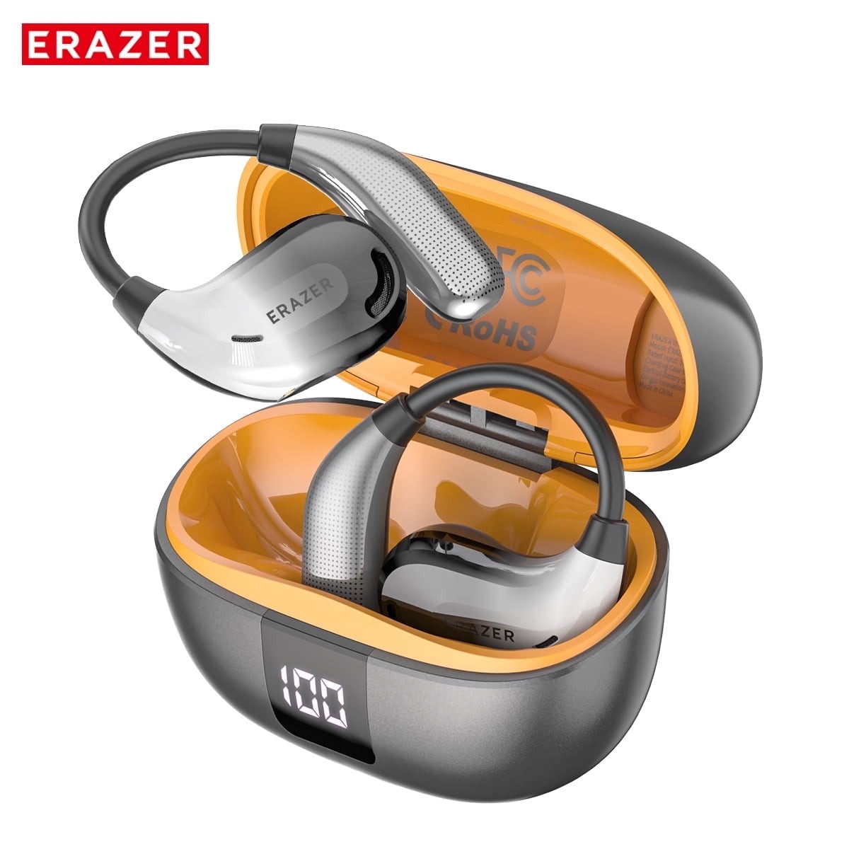 ERAZER XT66PRO Wireless Earbuds Bluetooth Headset AI Translator Silver+Gray