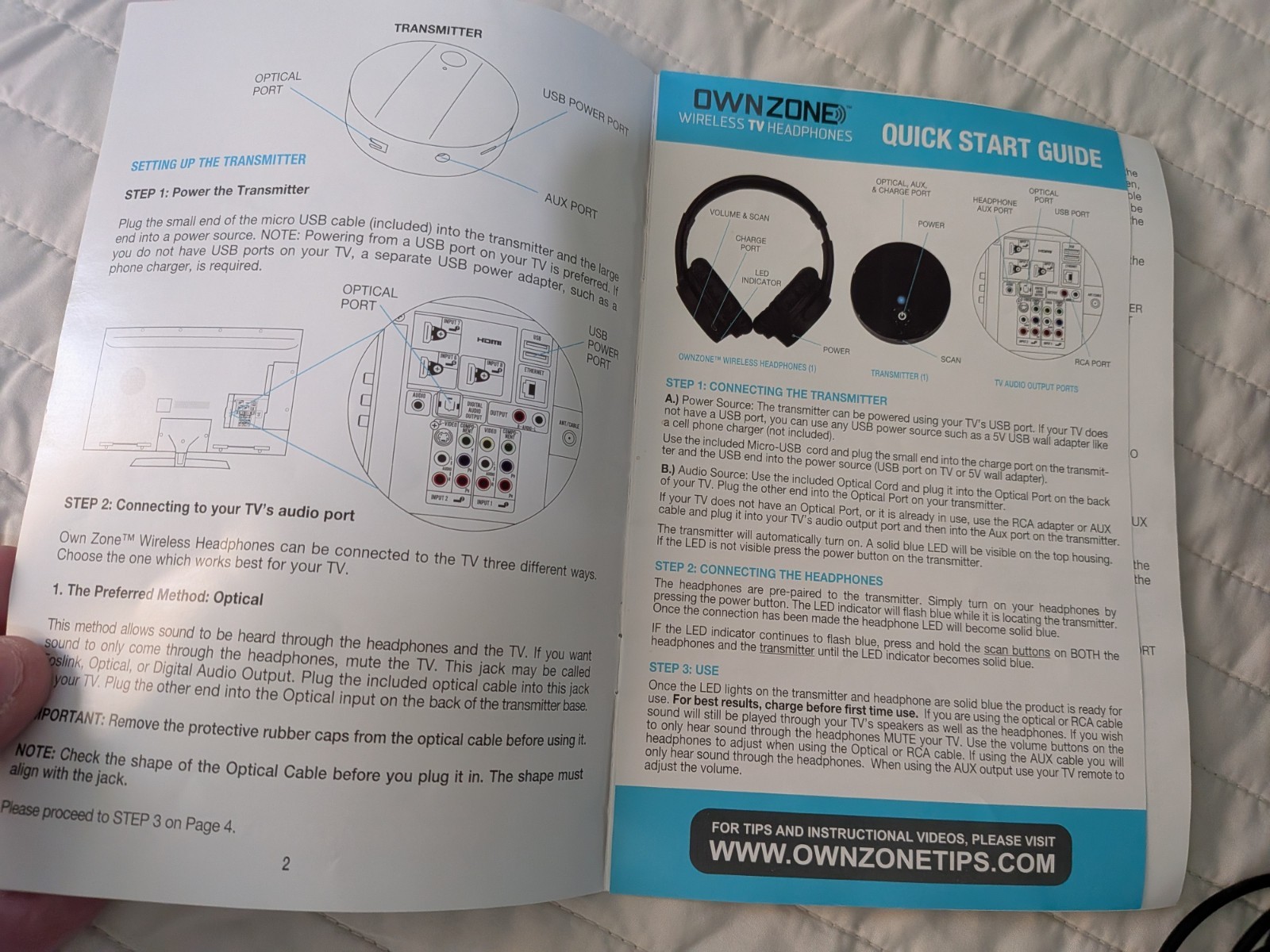 Sharper Image WN011112 Own Zone Wireless TV Headphones Transmits 100ft FAST Ship