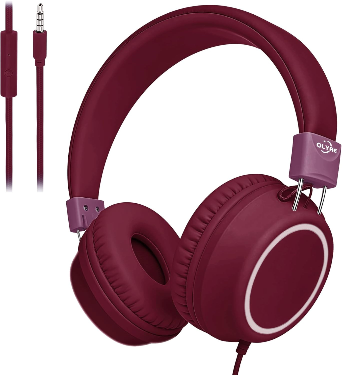 Olyre Kids Headphones,Wired Toddler Teens On-Ear Headphones with HD Microphone,9