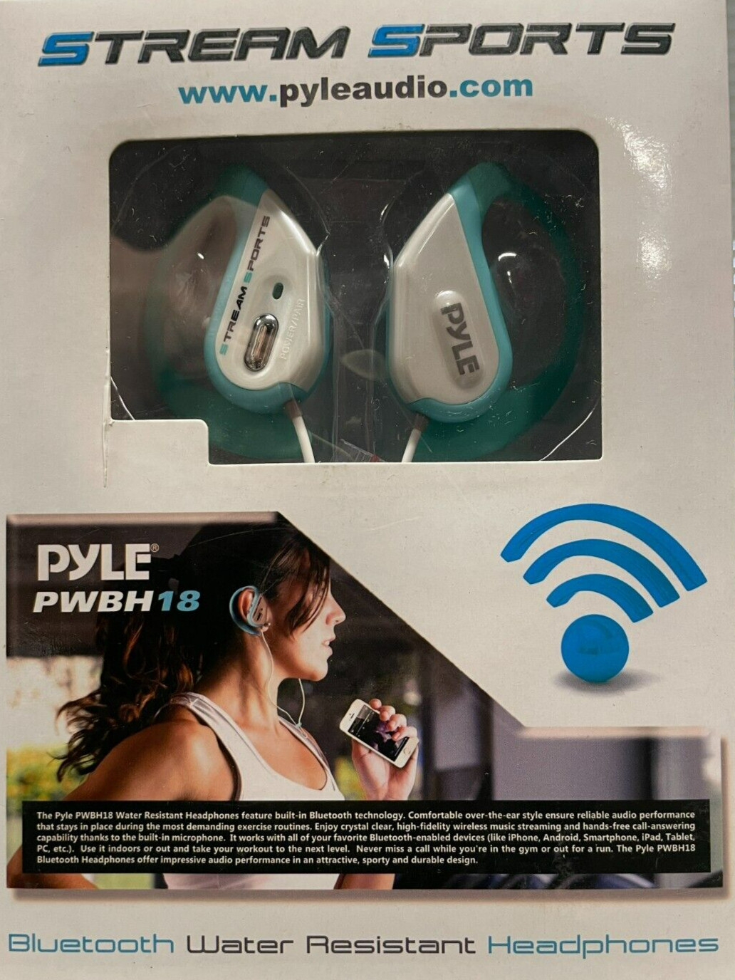 Pyle – PWBH18BL – Bluetooth Headphones with Built-In Mic Water Resistant – Blue