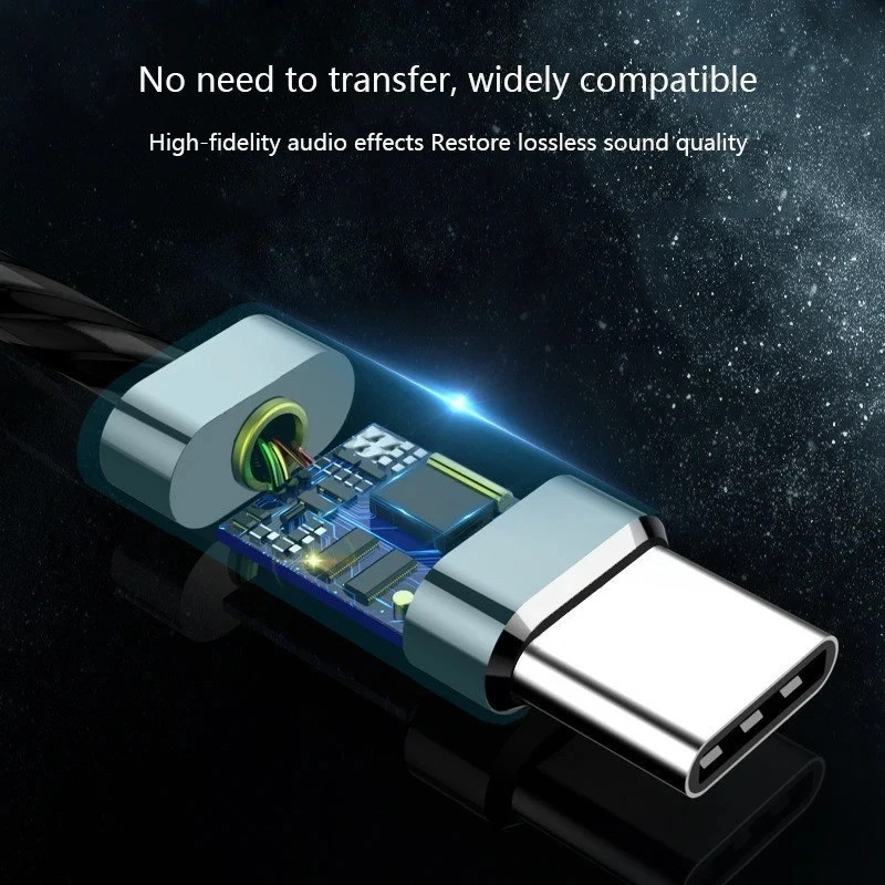 USB-C HIFI Bass Stereo Wired Earbuds Headset In-Ear Earphone Headphone MIC