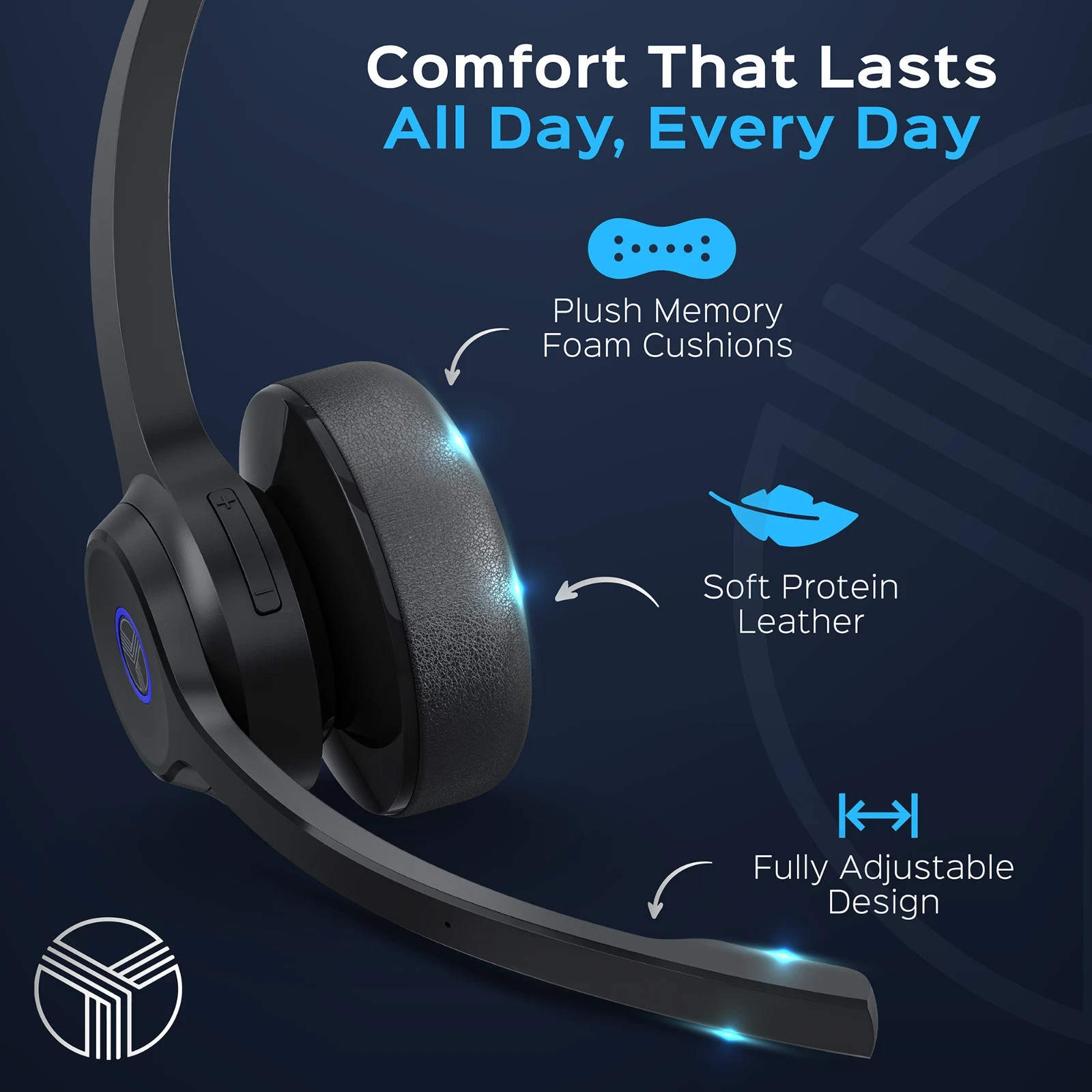 TREBLAB C7 – Single Ear Bluetooth Headset with Mic, 45H Playtime