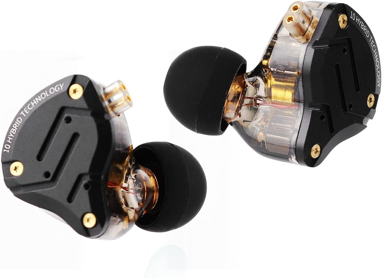 Linsoul KZ ZS10 Pro, 4BA+1DD 5 Driver in Ear Monitor, HiFi Wired Earbuds – Black