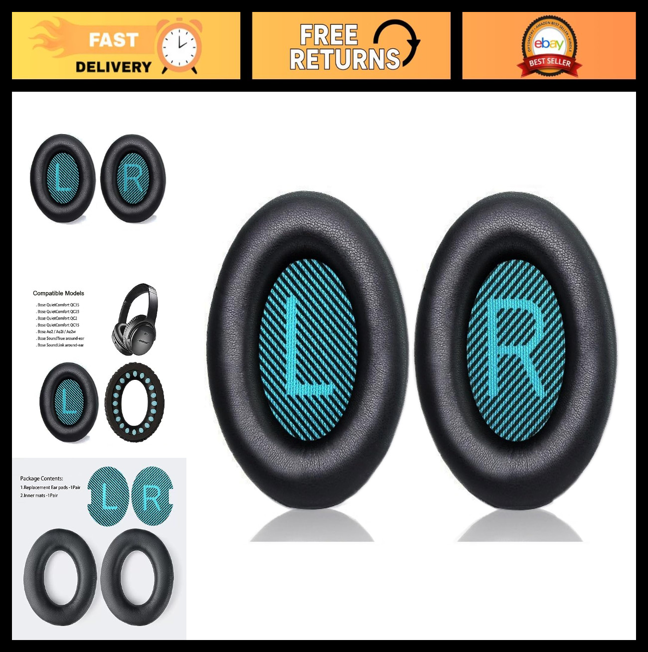 Replacement Earpads for QuietComfort QC35/35ii/25/2/15 Headphones – Ear Cushions