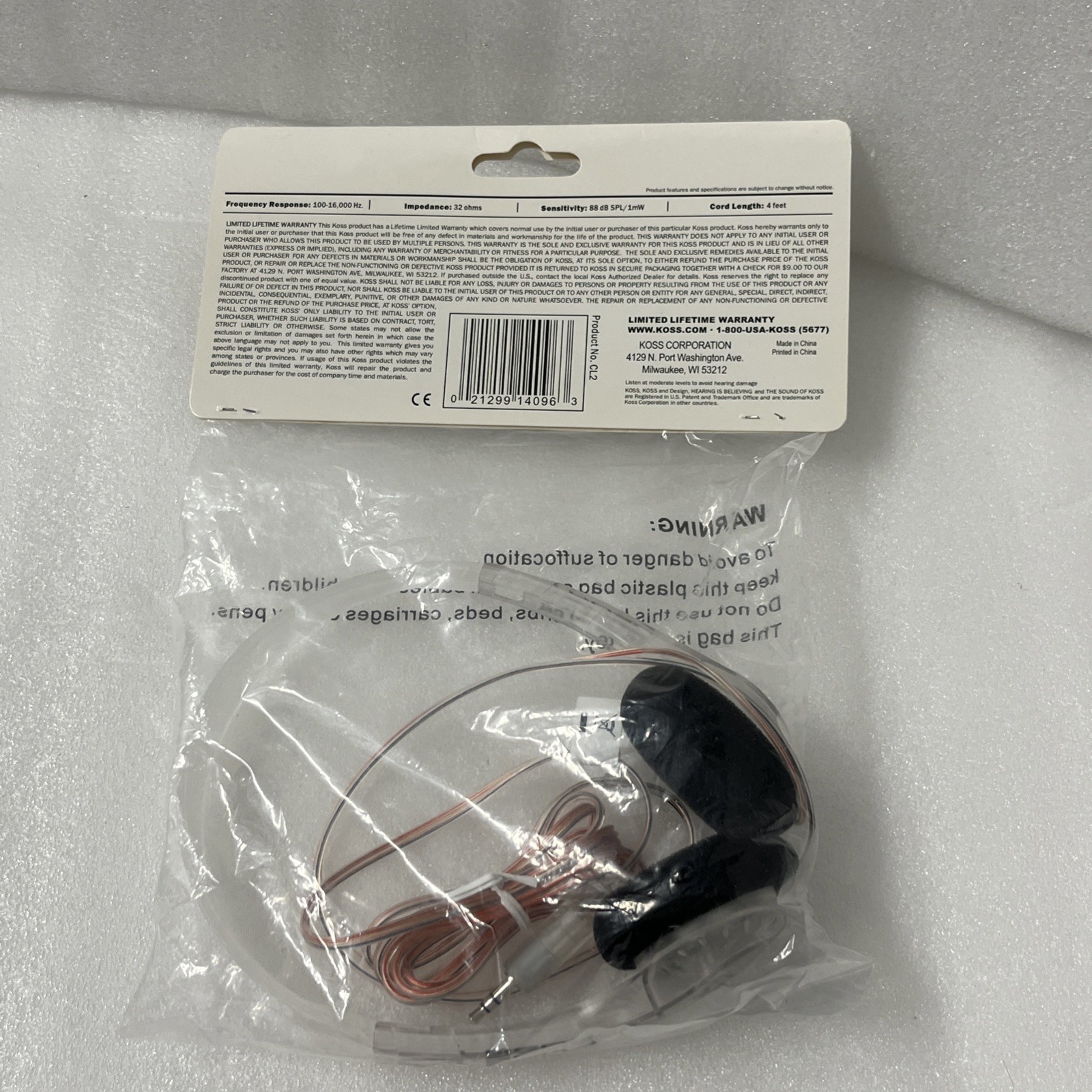 Brand New Vintage Retro Koss CL2 Clear On-Ear Wired Headphones 3.5mm Jack