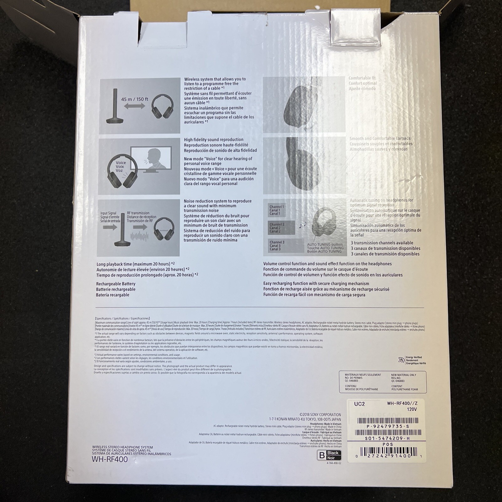 Sony RF400 Wireless Home Theater Headphones – Black