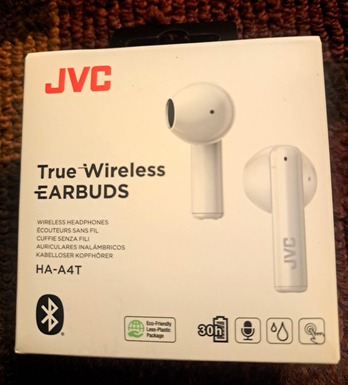 JVC HA-A4T True Wireless Bluetooth In-Ear Earbuds w/ Built-In Mic, White