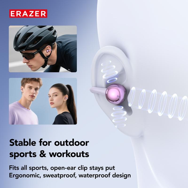 1*ERAZER XF36 Clip-on Wireless Earbuds Bluetooth Headset AI Translator Headphone