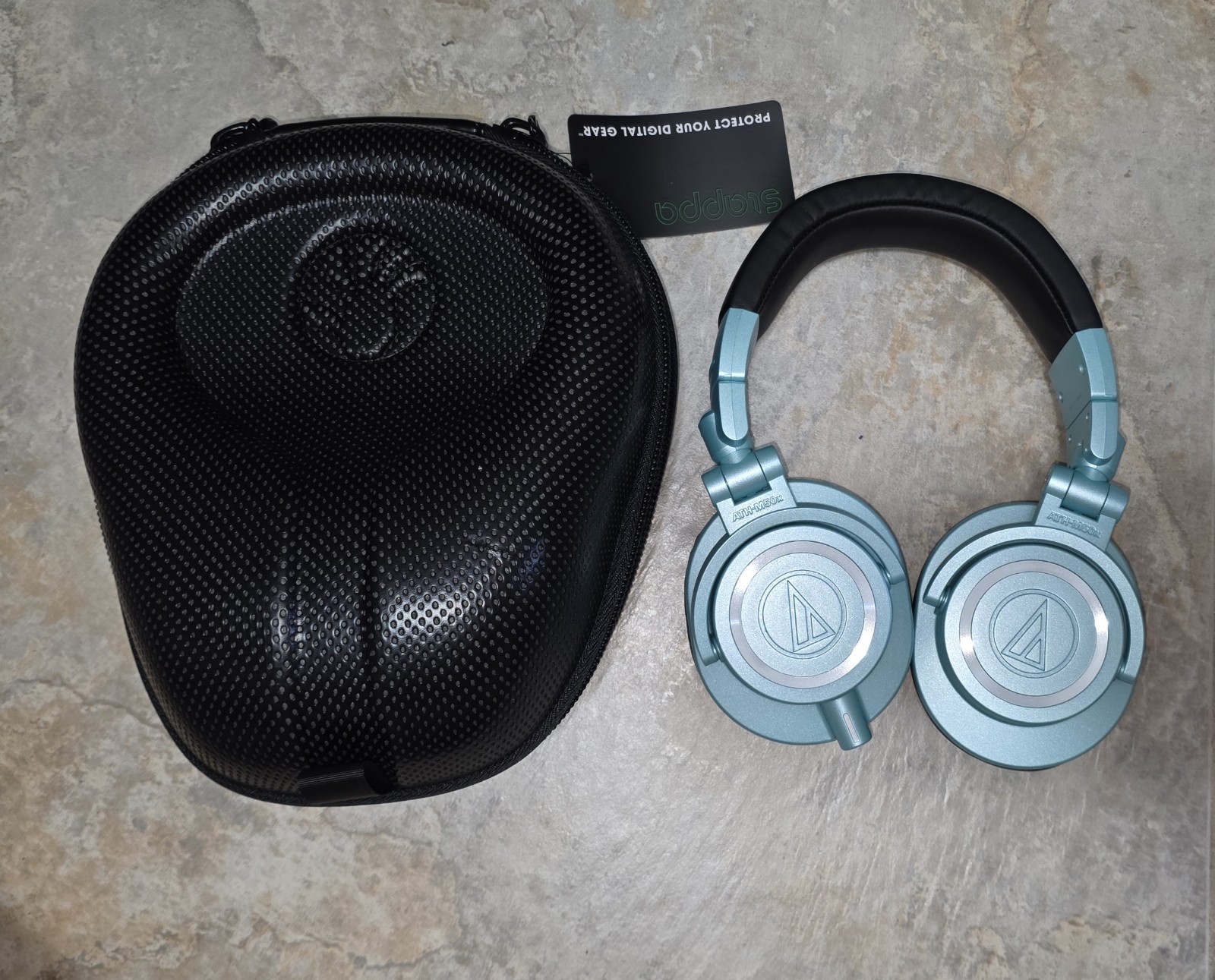 Audio-Technica ATH-M50x Ice Blue Limited Edition Headphones w/ Case NO CABLES