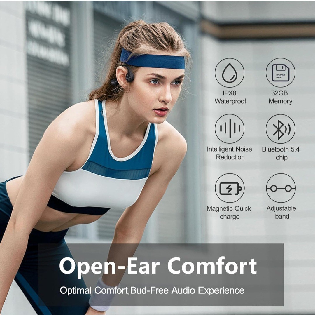 Swimming Headphones,Bone Conduction Headphones Bluetooth 5.4,IPX8 Waterproof Ear