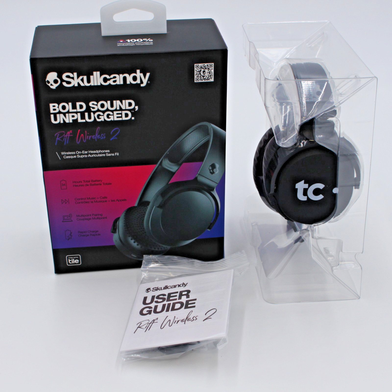 Skullcandy Riff Wireless 2 Bluetooth On-Ear Headphones tc Logo Open Box