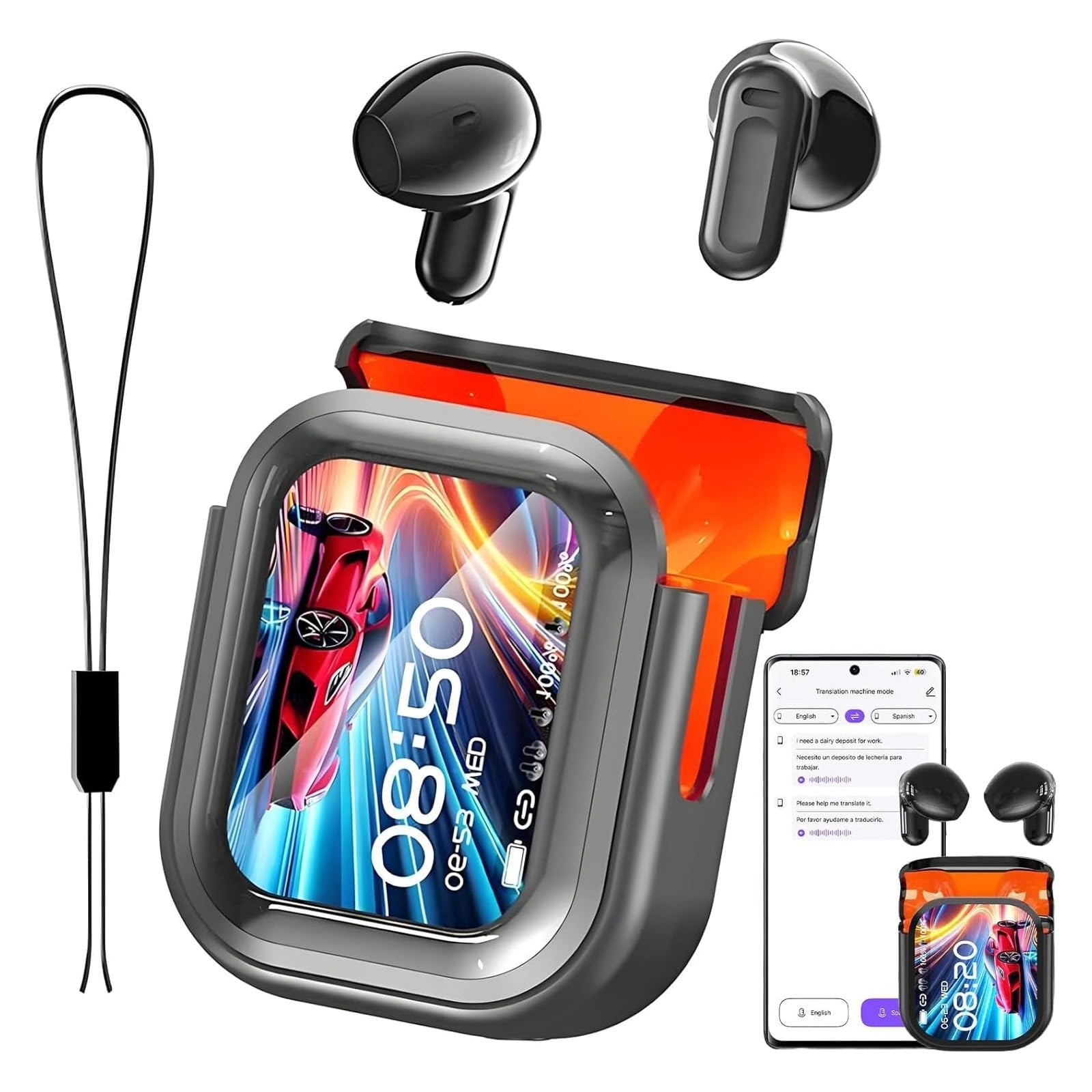 NE20 AI Translation Earbuds 165 Languages Bluetooth 6.0 Black