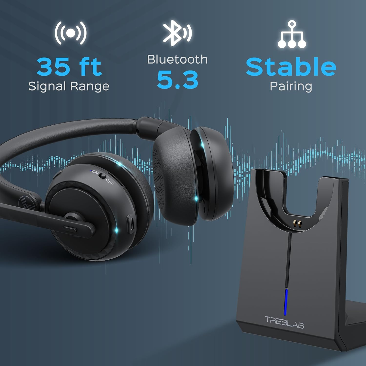 C7-Pro Wireless Bluetooth Headset, 45H Playtime, Bluetooth 5.3, 40Mm Drivers, Ty