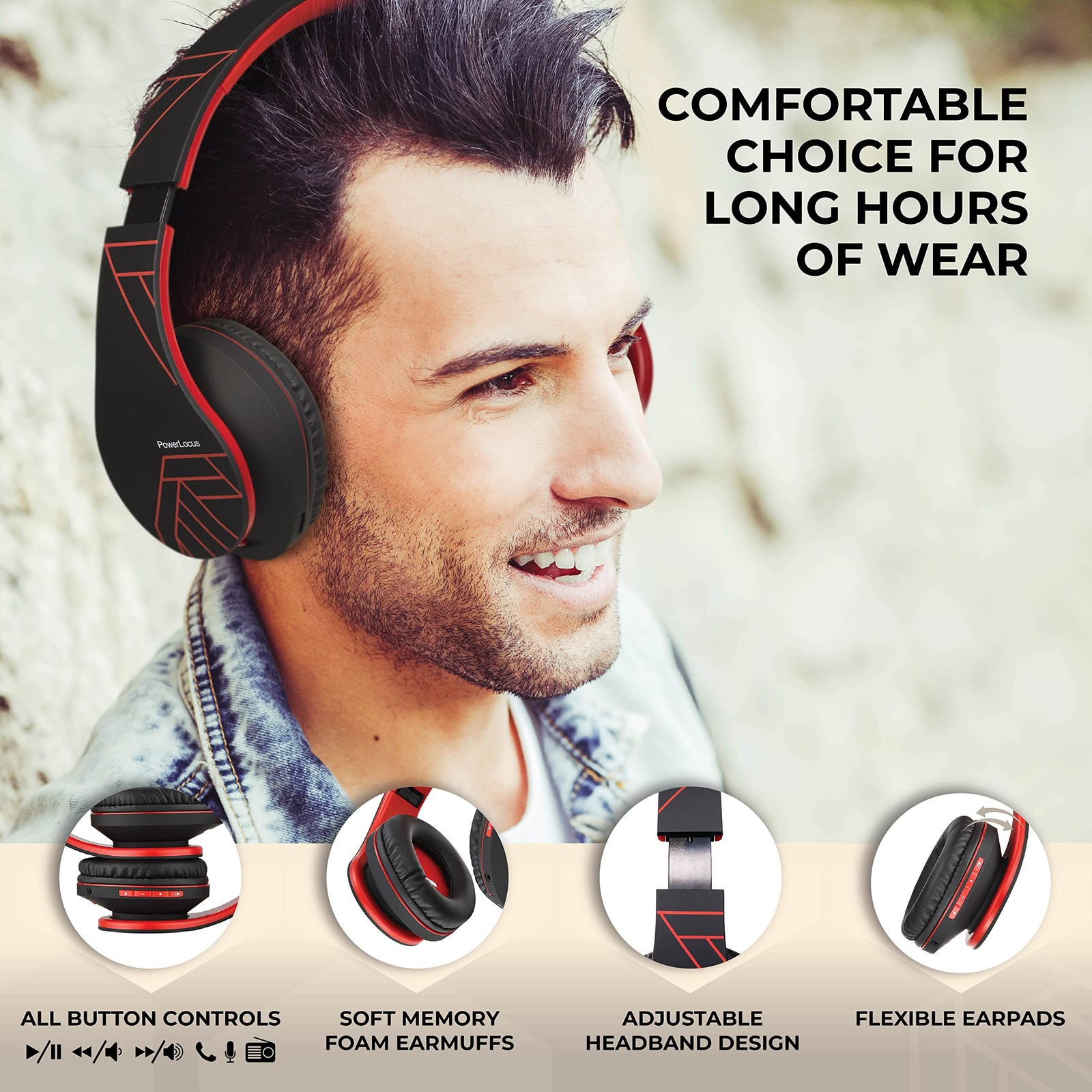 Bluetooth Over-Ear Headphones, Wireless Stereo Foldable Headphones Wireless a…
