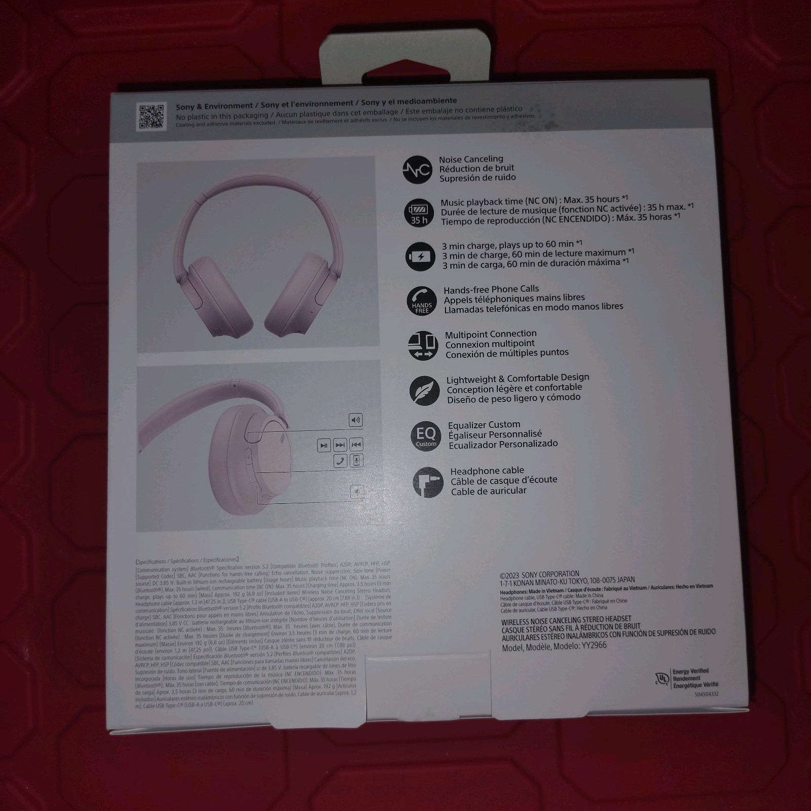 Sony WH-CH720N Bluetooth Wireless Noise-Canceling Headphones (Pink)