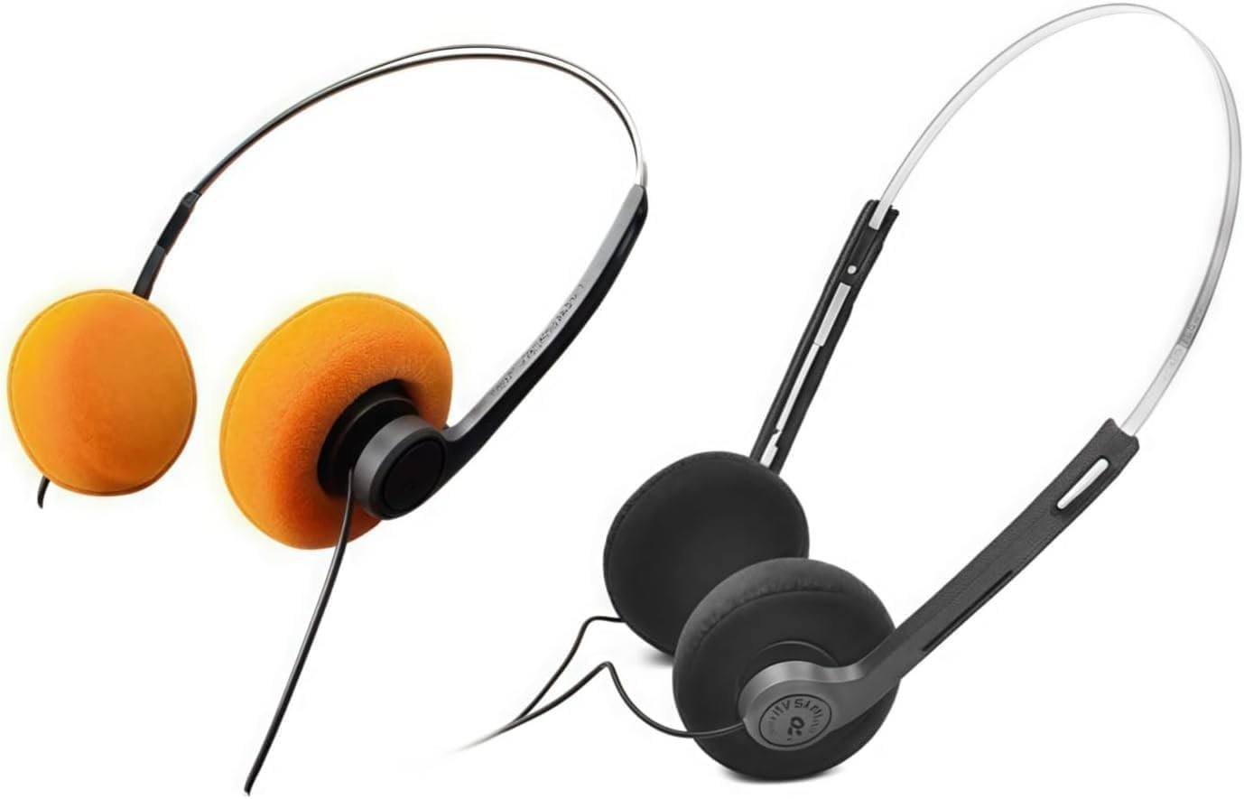 Lightweight Retro Over-Ear Headphones in Orange – Perfect for Mobile Devices