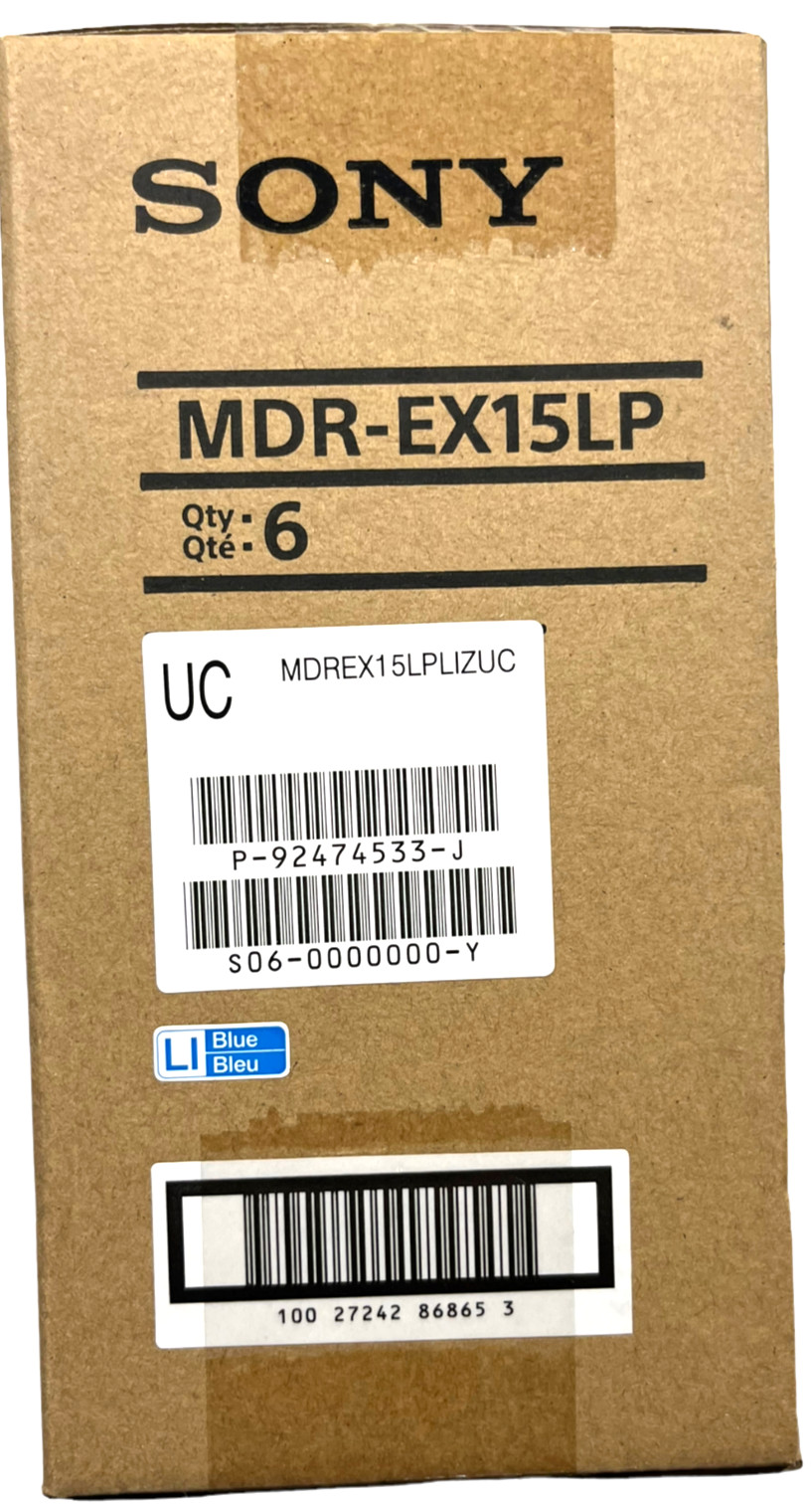 Sony MDR-EX15LP In Ear Stereo Earphones Headphone MP3 Blue Earbuds – CASE of 6