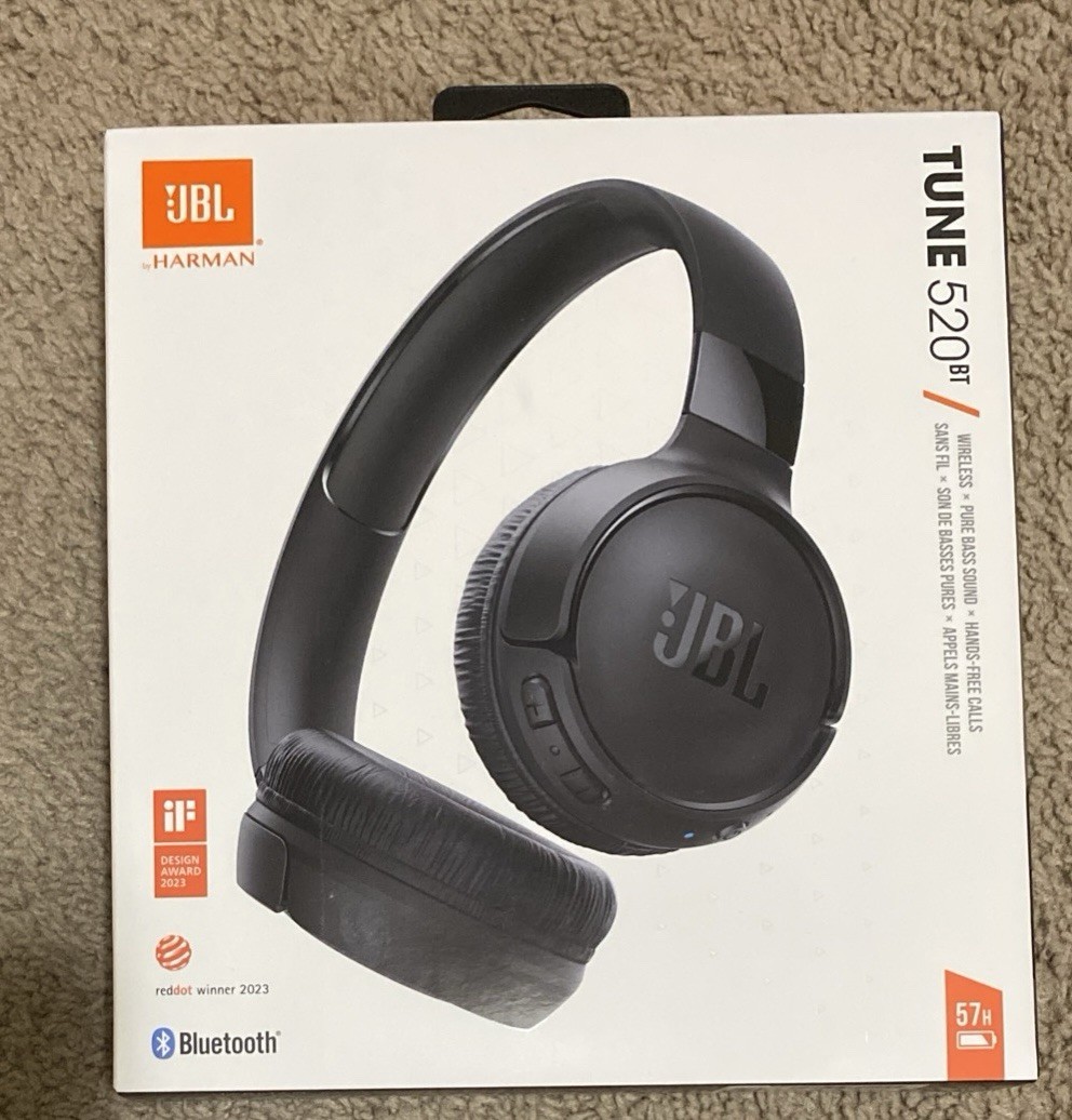 JBL T520BT Wireless Over-Ear Headphones – Black