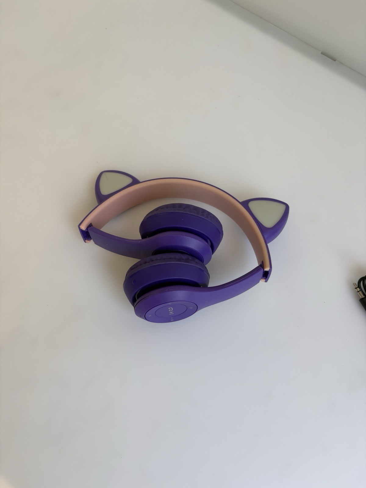 P47M Wireless Cat Ear Headphones Purple Pink Bluetooth USB Adjustable Headband