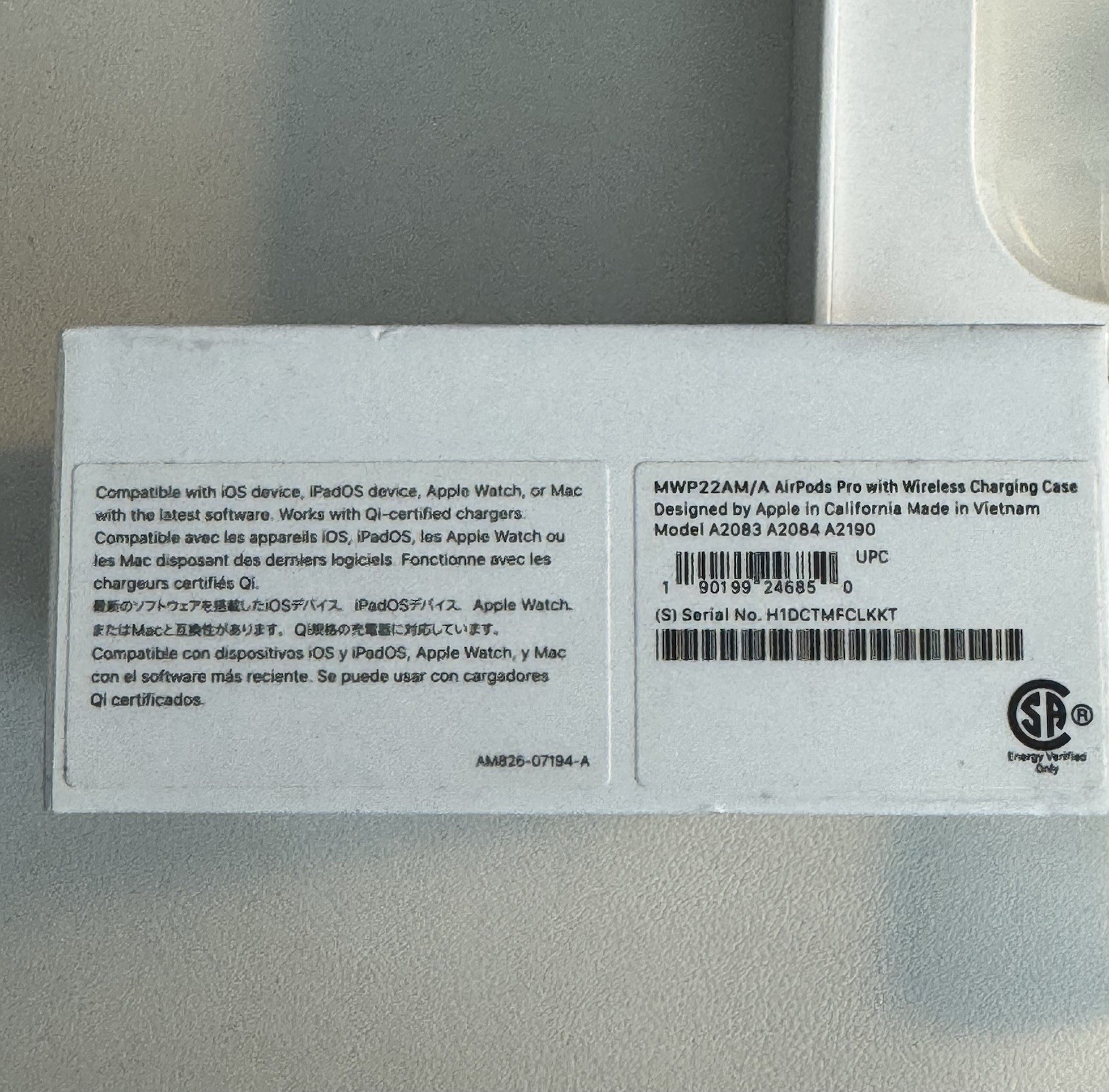 Apple AirPods Pro 1st Gen MWP22AM/A + Wireless Case A2190 + Tips + Box (Tested)