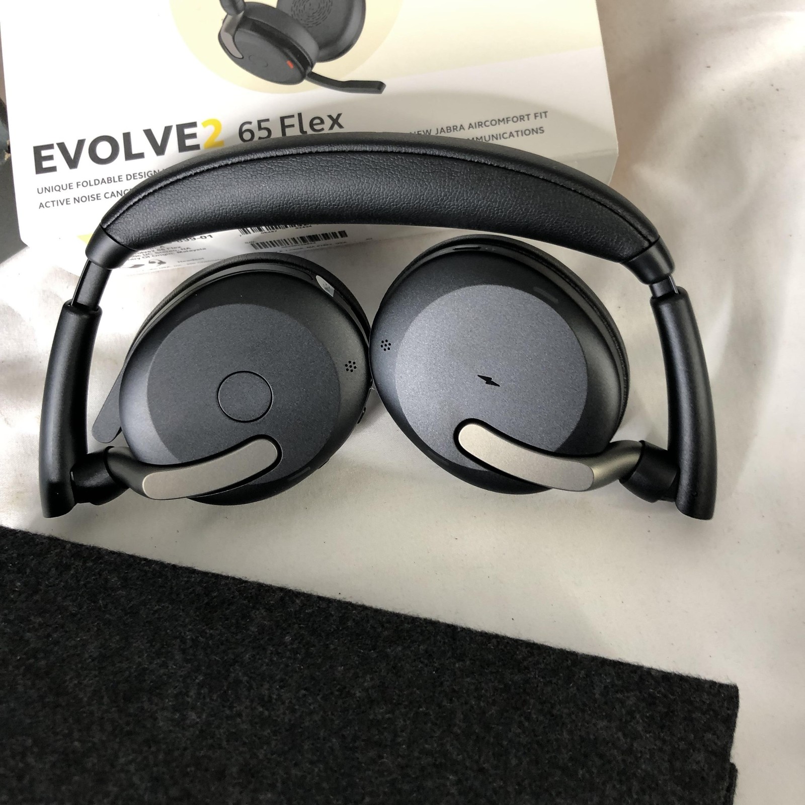 Jabra Evolve2 65 Flex On-Ear Headset Black Bluetooth USB-C ANC Wireless Mic