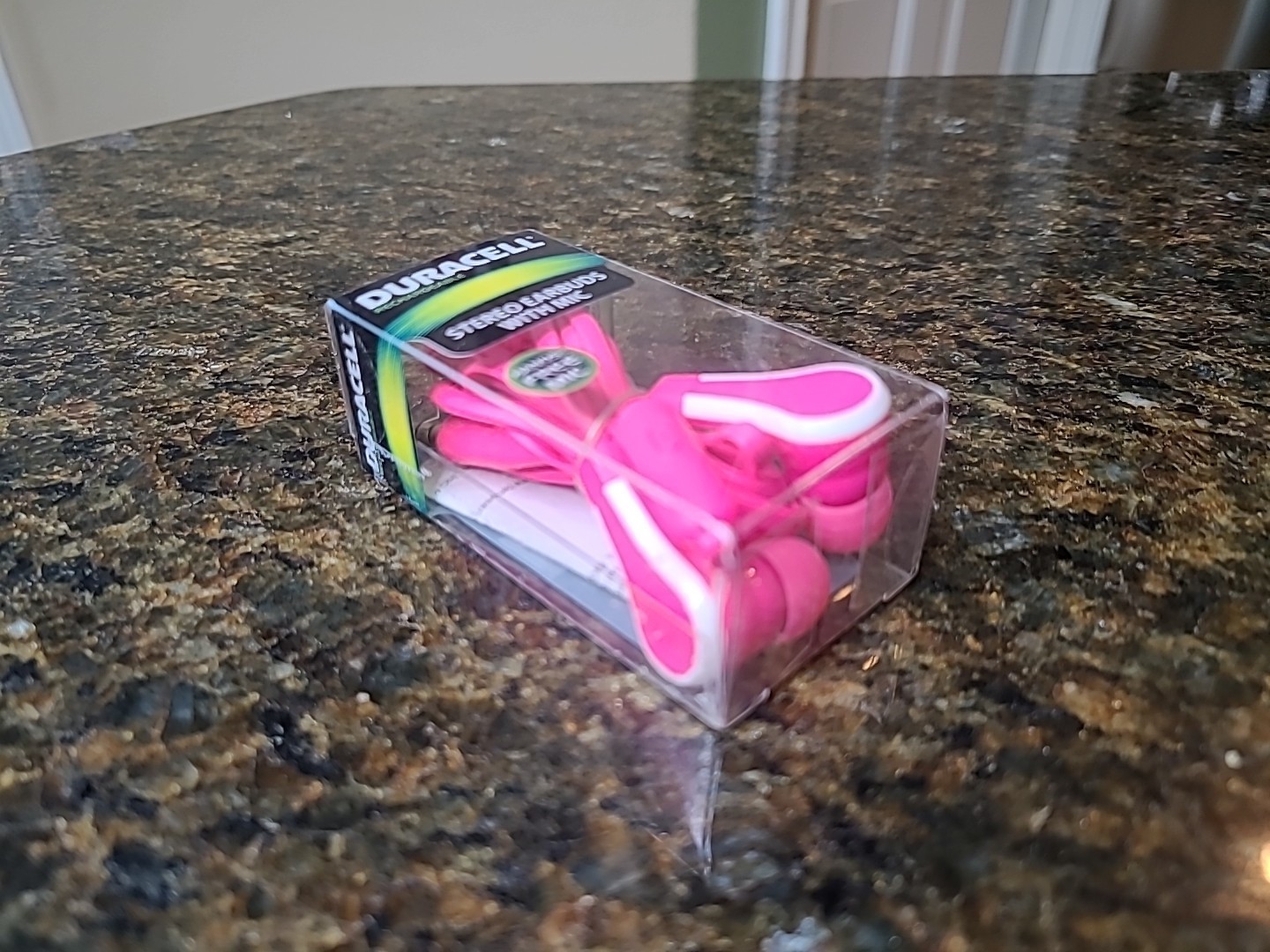NOS Duracell Earphones Wired 3.5mm Jack Stereo Earbuds w/Mic Mobile Phone Pink