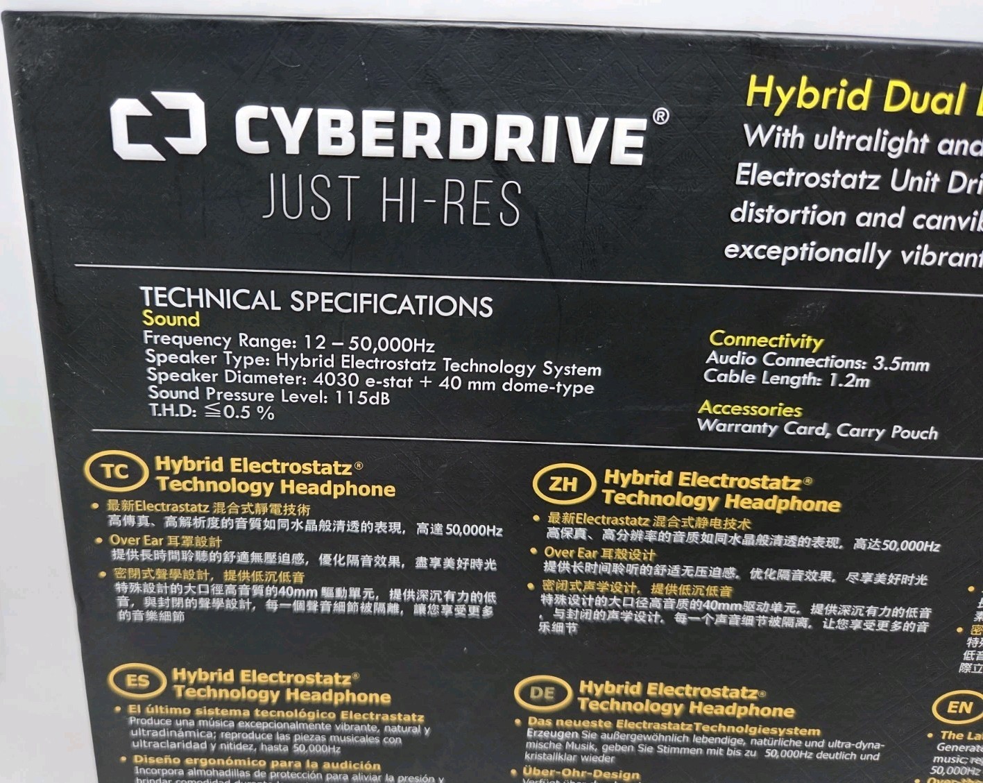 Cyberdrive Hi-Res Hybrid Dual Driver Over-Ear Headphones Blue Open Box Complete