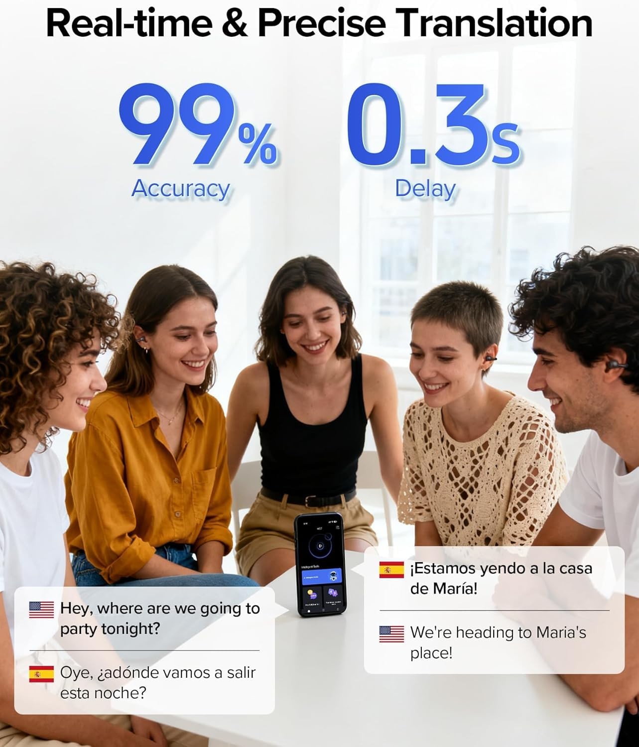 Hybrid Active Noise Cancelling Earbuds Ear Buds Wireless Earbuds with AI Transla