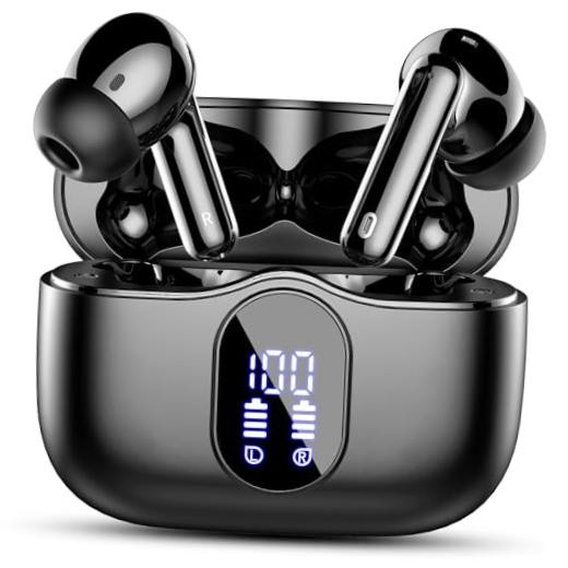 Wireless Earbuds, Bluetooth 5.4 Headphones Bass Stereo, Ear Buds with Black