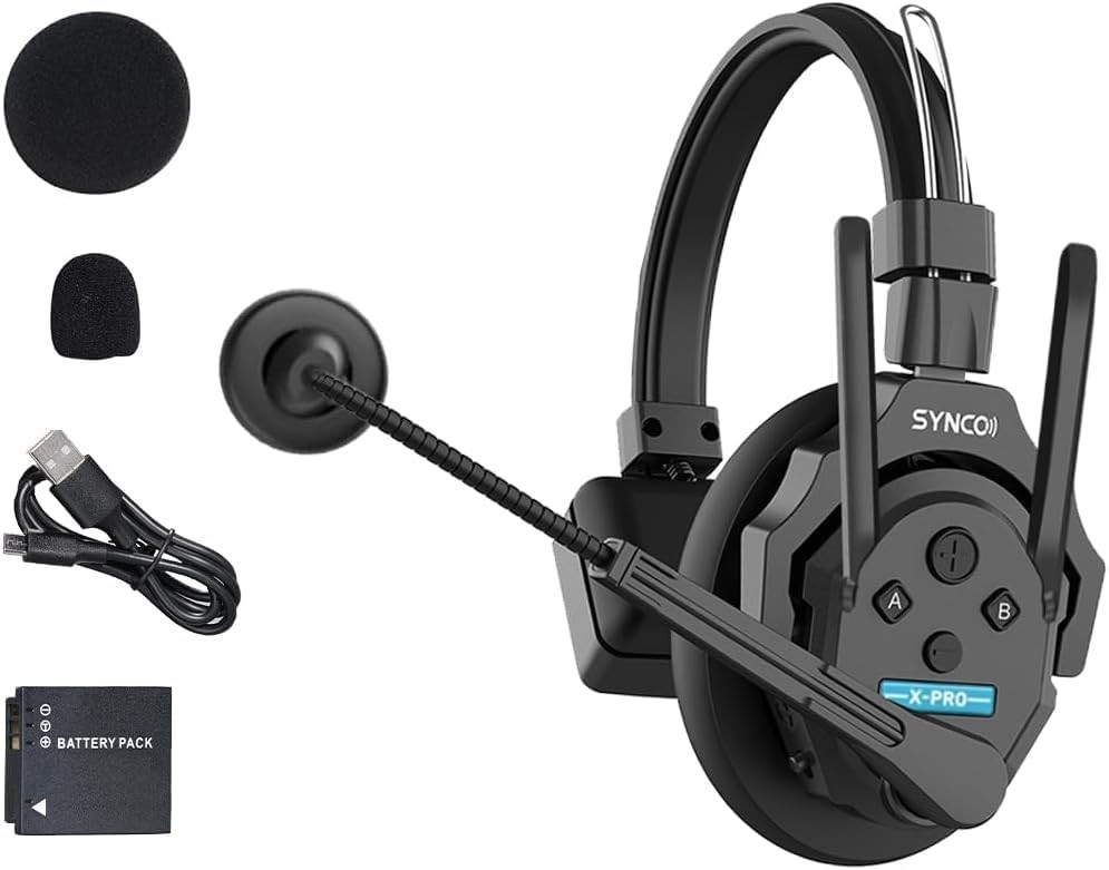 SYNCO XTALK XPro1 Wireless Intercom Headset System, 2.4GHz Full Duplex