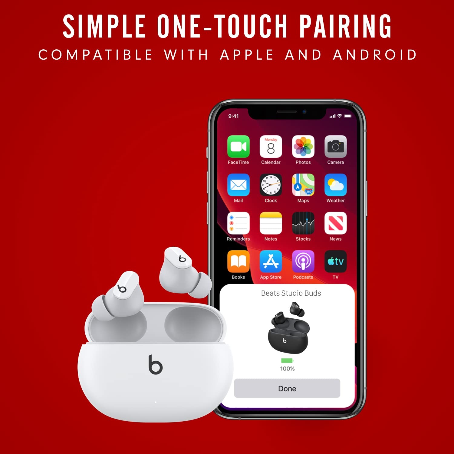 Beats Studio Buds – True Wireless Noise Cancelling Earbuds – One Size, White