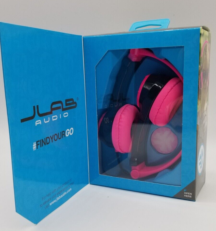 JLAB JBuddies Kids Folding On Ears Padded Volume Limiting Wired Headphones Pink
