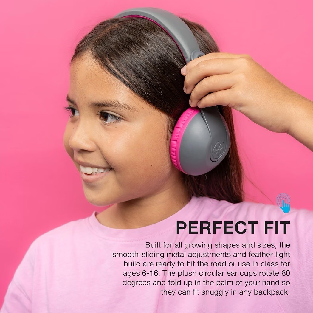 JLAB JBuddies Studio 2in1 Wireless+Wired Kids Headphones Grey&Pink – NEW