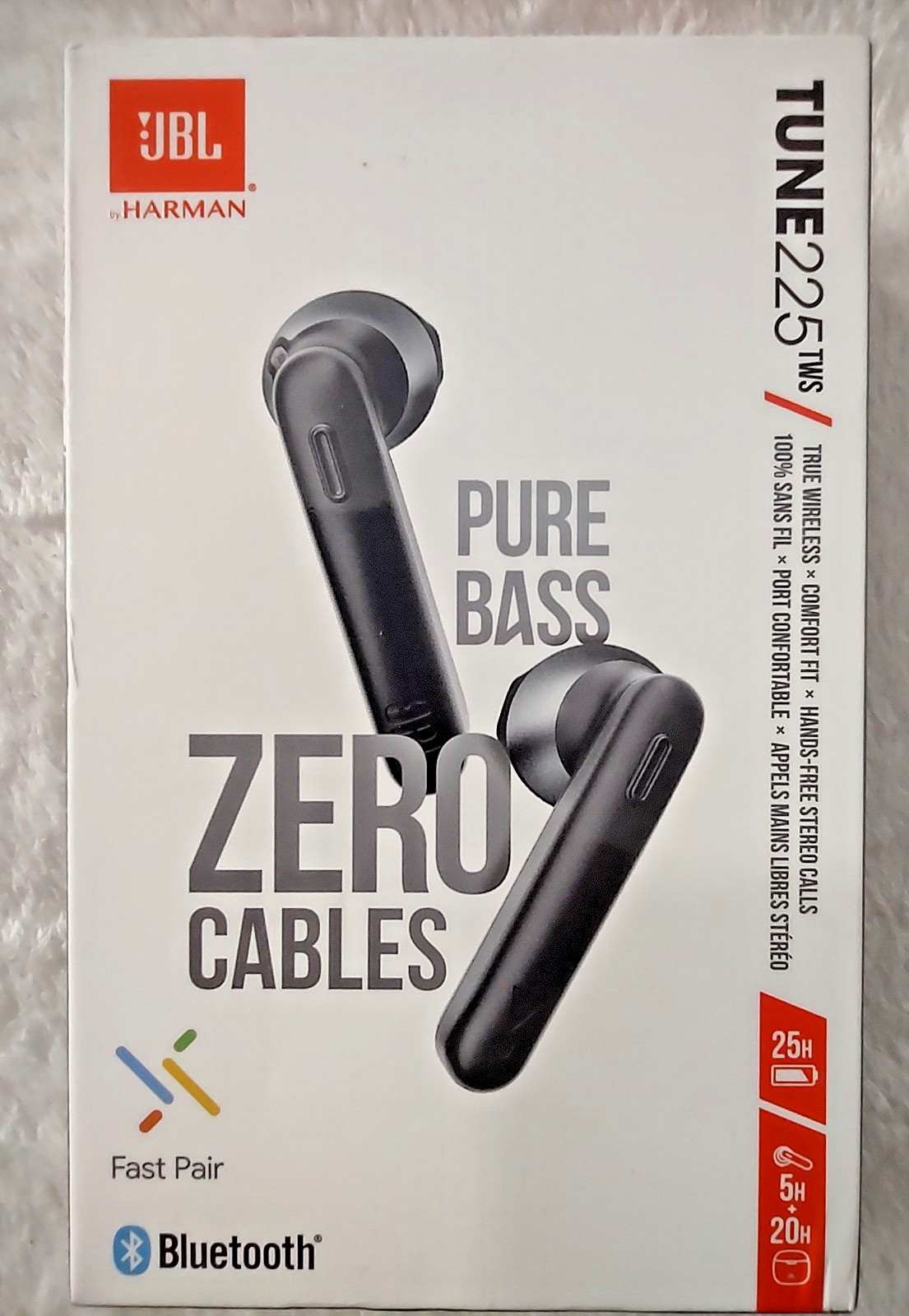 JBL TUNE 225TWS PURE BASS Wireless Earbuds Earphones BT Harman Black – OPEN BOX