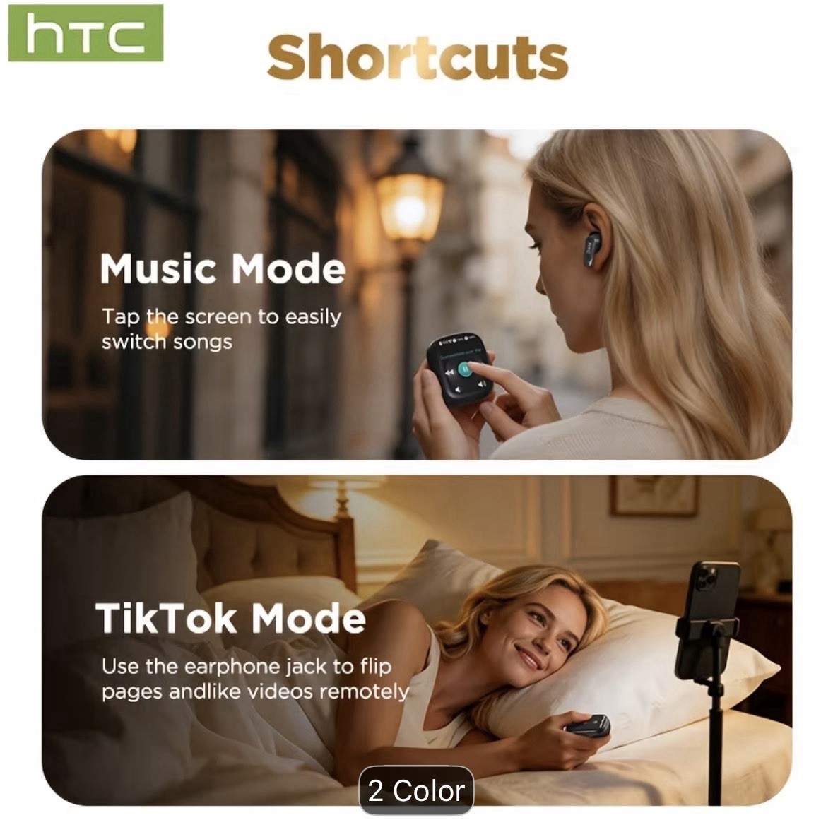 HTC NE72 AI Translator Open-Ear Wireless Headphones 134 Languages Translation