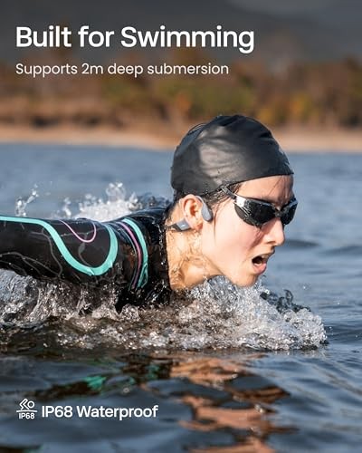 OpenSwim Pro – Open-Ear Bluetooth & MP3 Bone Conduction Sport Headphones, Grey