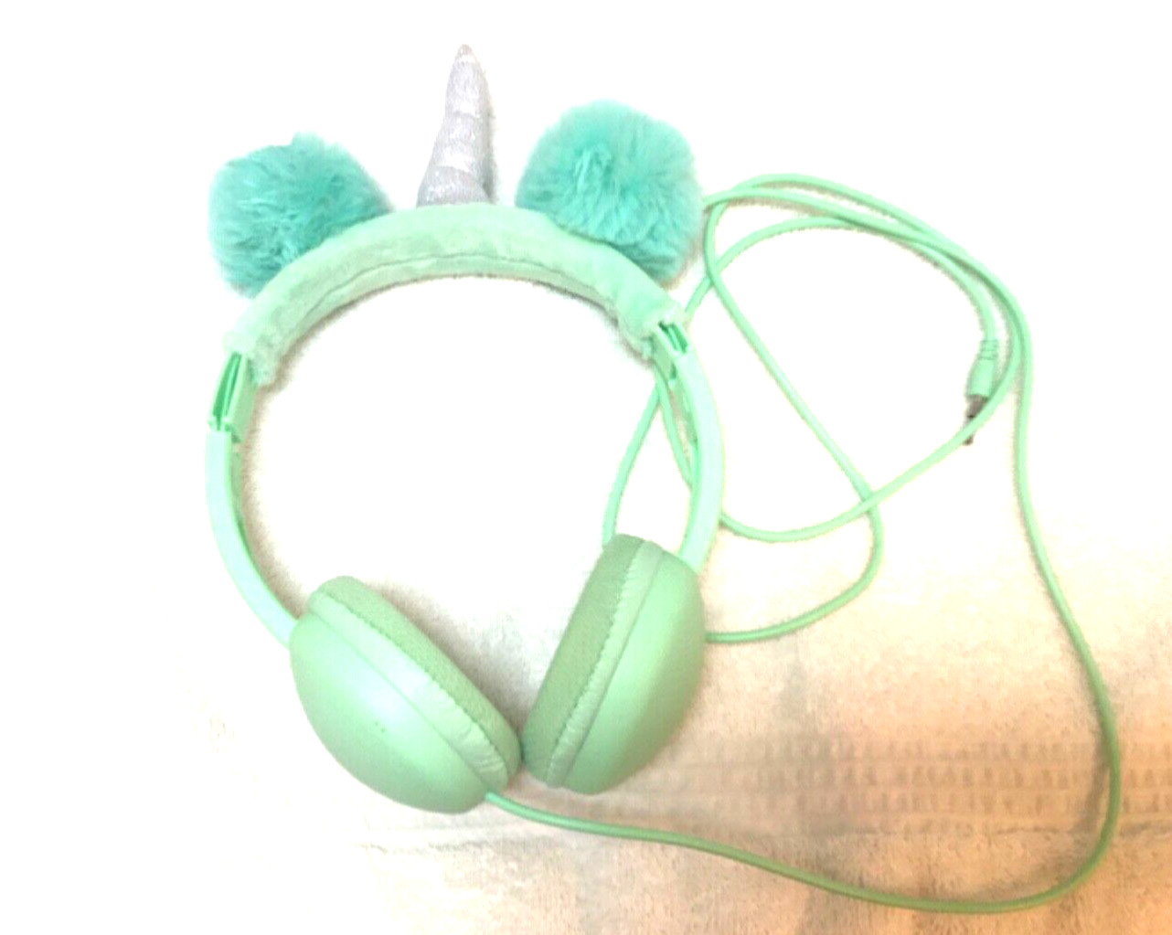 Girls Mint green Unicorn Wired Headphones with Microphone 3.5mm Jack