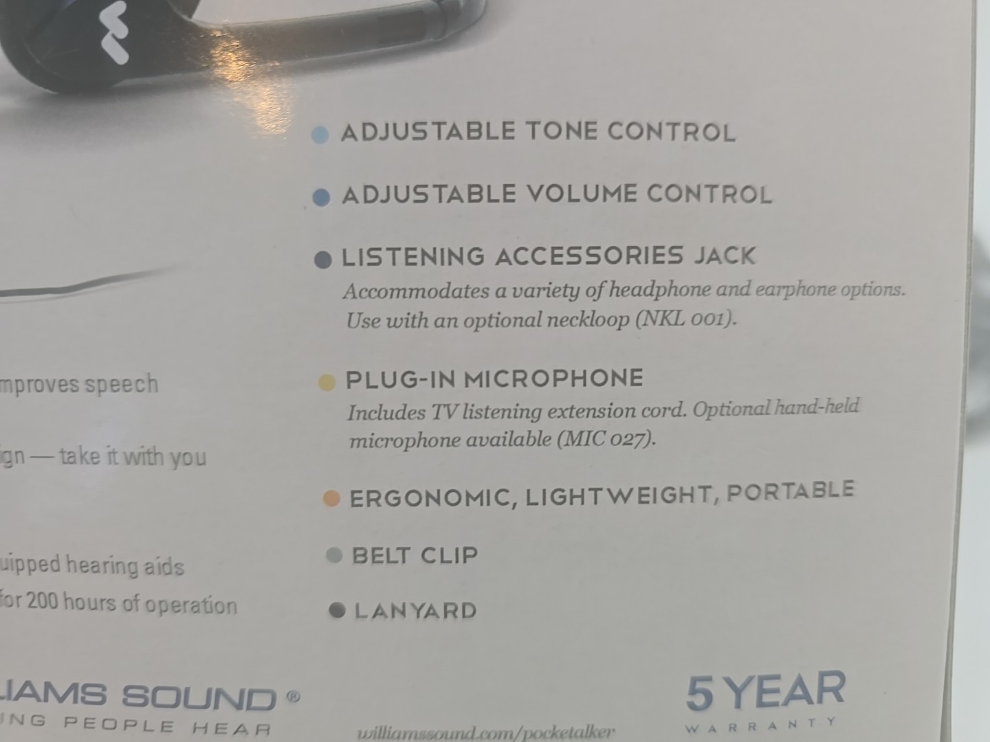 *NEW* Williams Sound Pocketalker Ultra Personal Sound Amplifier Bonus Neckloop