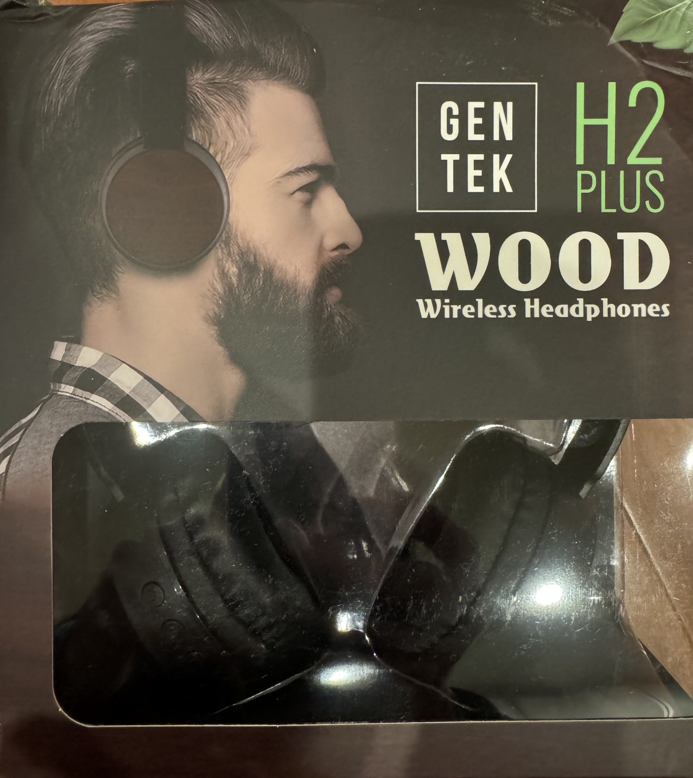GENTEK H2 PLUS WIRELESS WOOD HEADPHONES BROWN WOODEN TEXTURE 10 M RANGE 14805