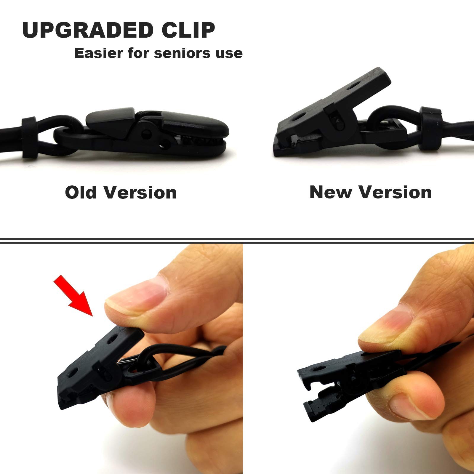 BOCOKO 2 Pieces Hearing Aid Clip Anti-Lost Lanyard 1 count (Pack of 1), Black